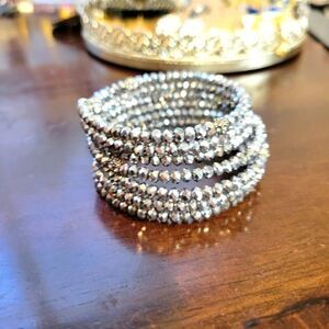 Sparkly Silver Tone Memory Wire Bracelet